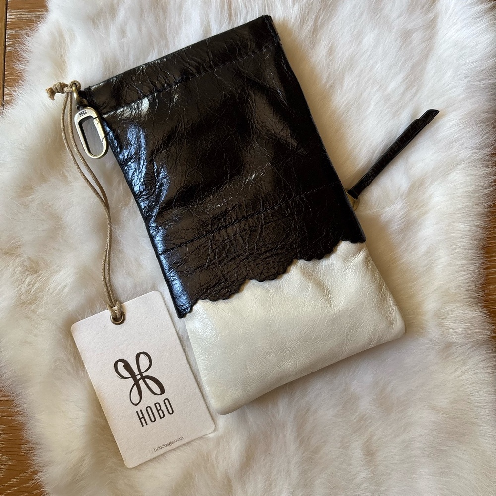 HOBO Facile Eyewear Glasses Case Black & White Leather NWT